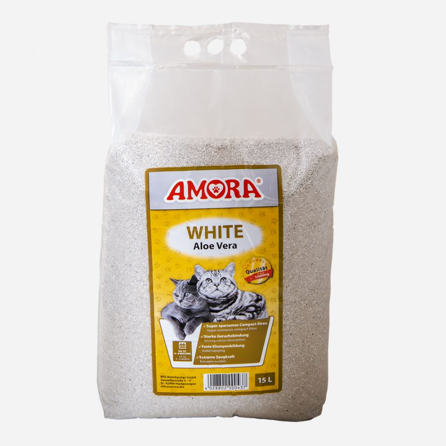AMORA Katzenstreu White Compact Aloe Vera 15 Liter AMORA Katzenstreu White Compact Aloe Vera 15 Liter