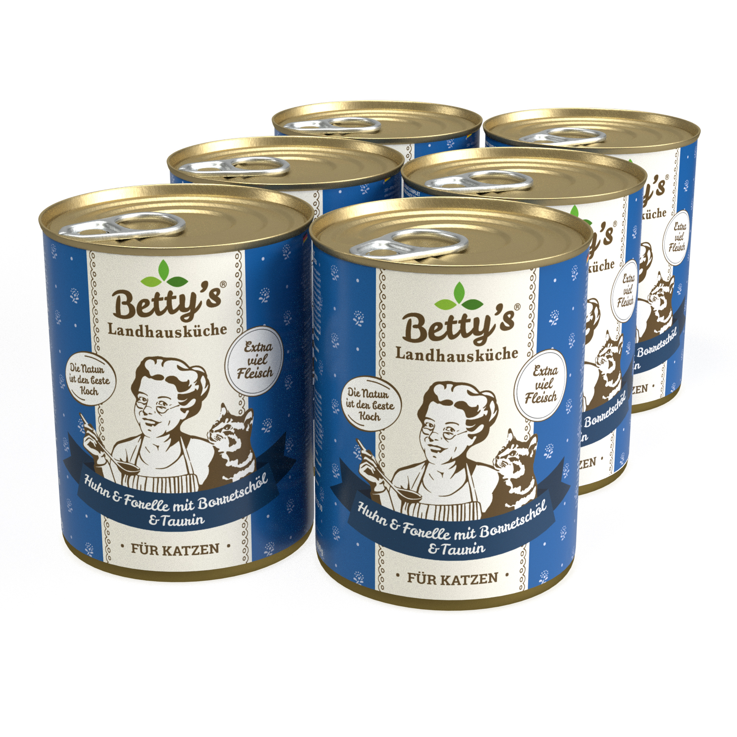 Bettys Landhausküche Katze Dose Huhn und Forelle (6 x 400g)