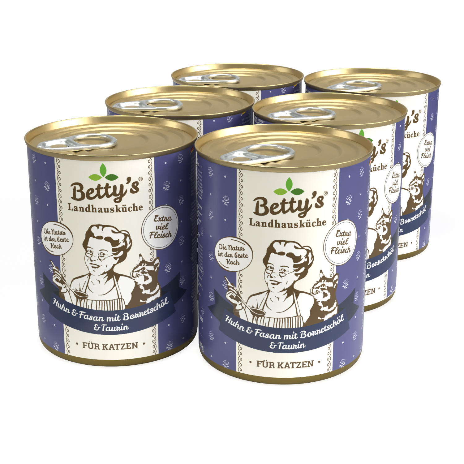 Bettys Landhausküche Katze Dose Huhn und Fasan mit Borretschöl (6 x 400g)