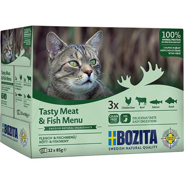 Bozita Fleisch- & Fischmenü – Häppchen in Gelee Multibox 12x85g