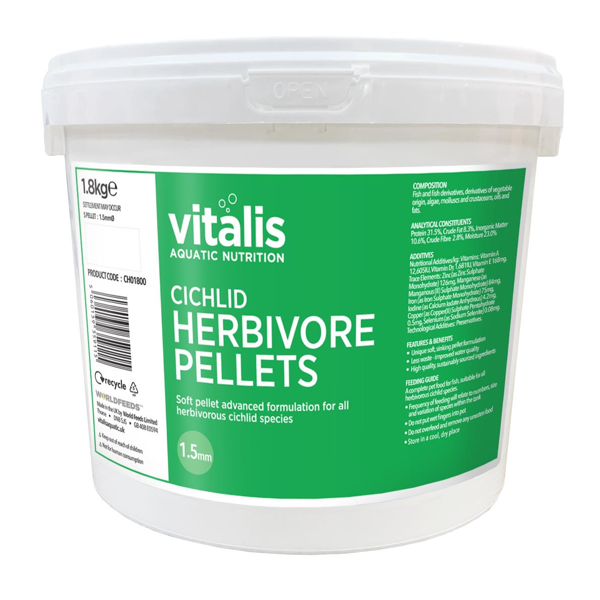 Vitalis Cichlid Herbivore Pellets 1.5mm - 1,8 kg