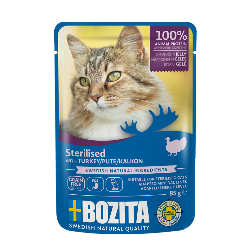 Bozita Sterilised Häppchen in Gelee mit Pute 85g